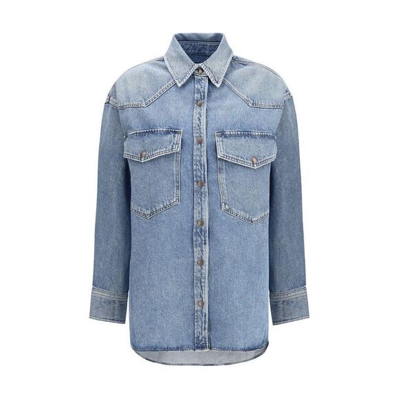 Agolde Classic Denim Shirt Women Blue Shirts